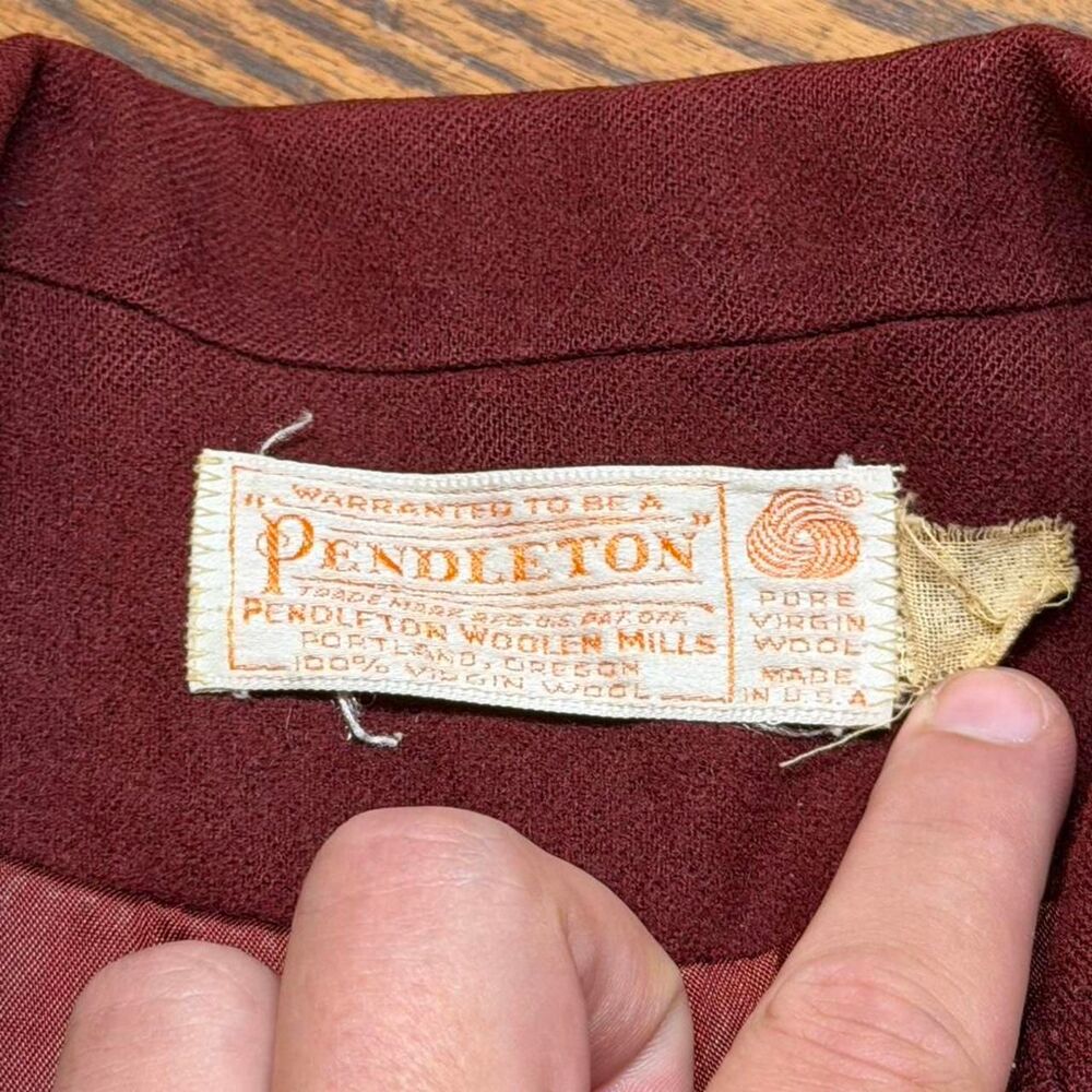 Vintage 50’s Burgundy Pendleton Wool Blazer Jacke… - image 5